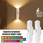 Smart RGB Double-head Wall Light Motion Sensor Magnetic Night Light Rechargeable Spotlight for Bedroom Closet Garden Room Decor