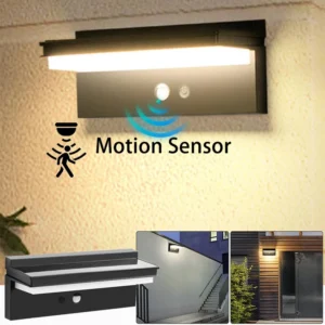 Solar Power Wall Lamp IPX5 Waterproof Garden Lights Motion Sensor  Energy Saving Light for Exterior Spot Porch Yard Lighting